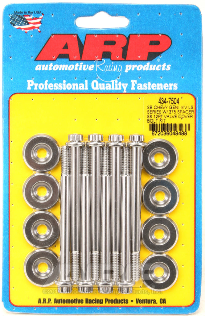 ARP SB Chevrolet Gen III/IV LS Series w/ 0.375 Spacer SS 12pt Valve Cover Bolt Kit AJ-USA, Inc