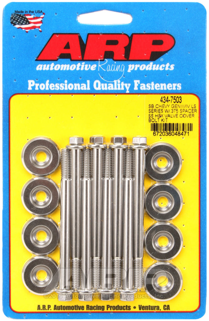 ARP SB Chevrolet Gen III/IV LS Series w/ 0.375 Spacer SS Hex Valve Cover Bolt Kit AJ-USA, Inc