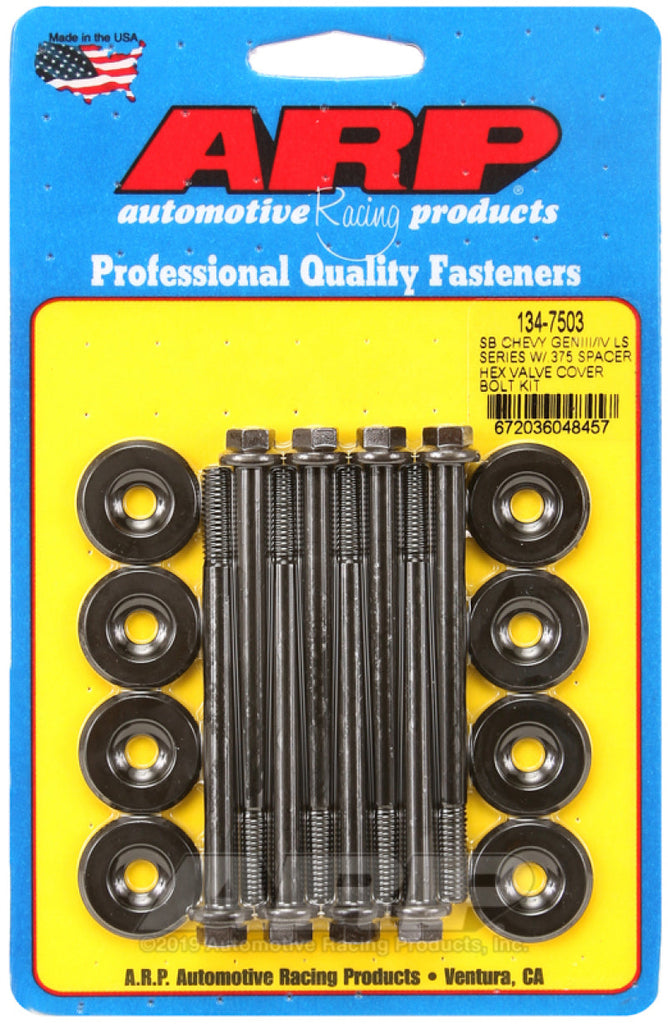 ARP Small Block Chevy GENIII/IV LS Series .375 Spacer Hex Valve Cover Bolt Kit - Black AJ-USA, Inc