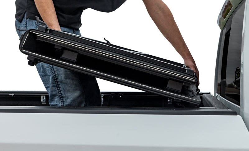 Access LOMAX Pro Series Tri-Fold Cover 07-19 Toyota Tundra 5ft6in Bed (Deck Rail) - Blk Diamond Mist AJ-USA, Inc