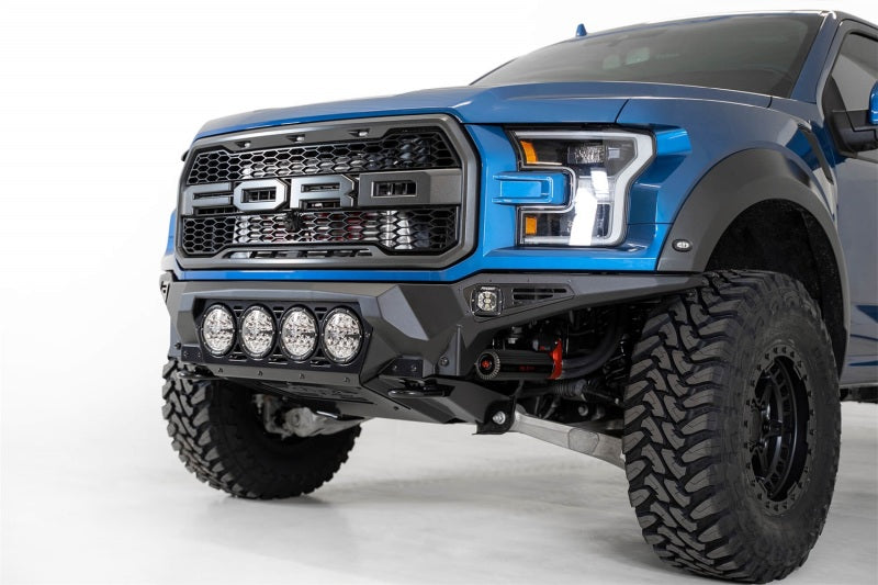 Addictive Desert Designs 17-20 Ford F-150 Raptor Bomber Front Bumper w/ 4 Rigid 360 6in Round Mounts AJ-USA, Inc