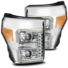 AlphaRex 11-16 Ford F-250 SD PRO-Series Projector Headlights Plank Style Design Chrome w/Seq Signal AJ-USA, Inc