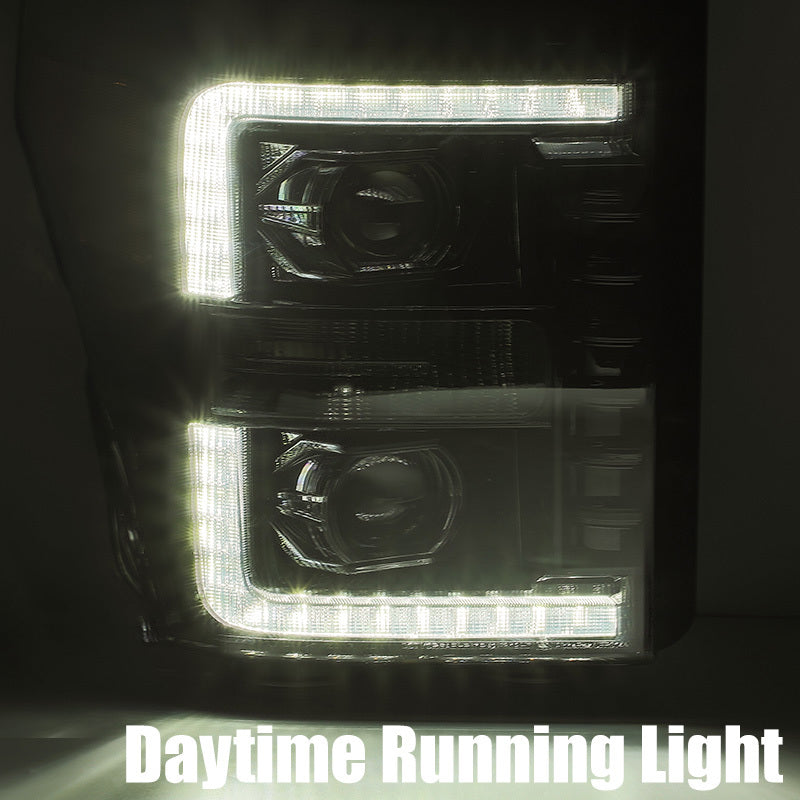AlphaRex 11-16 Ford F-350 SD LUXX LED Proj Headlights Plank Style Black w/Activ Light/Seq Signal AJ-USA, Inc