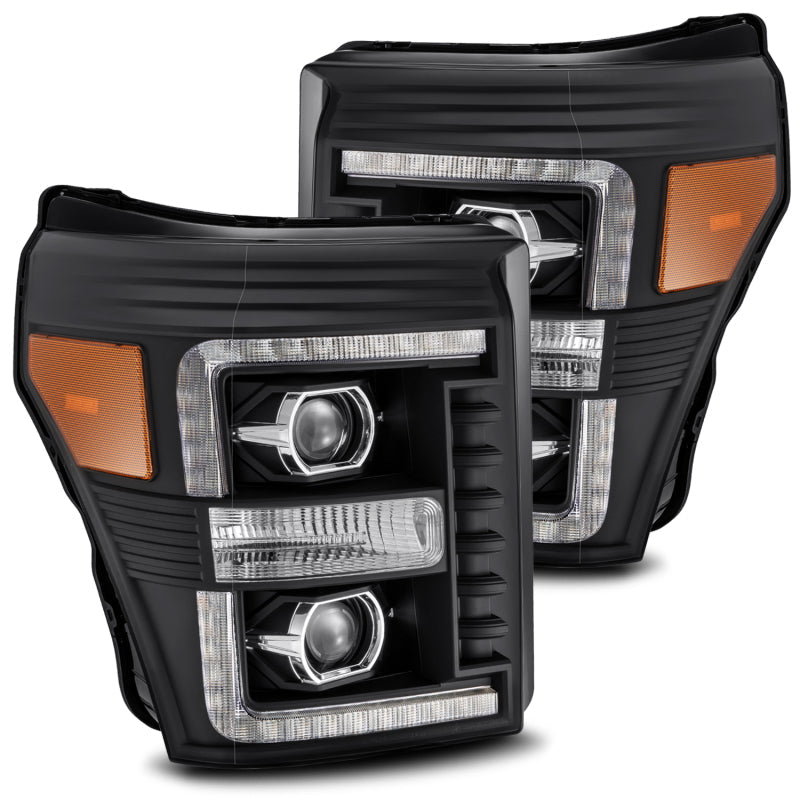 AlphaRex 11-16 Ford F-350 SD LUXX LED Proj Headlights Plank Style Black w/Activ Light/Seq Signal AJ-USA, Inc