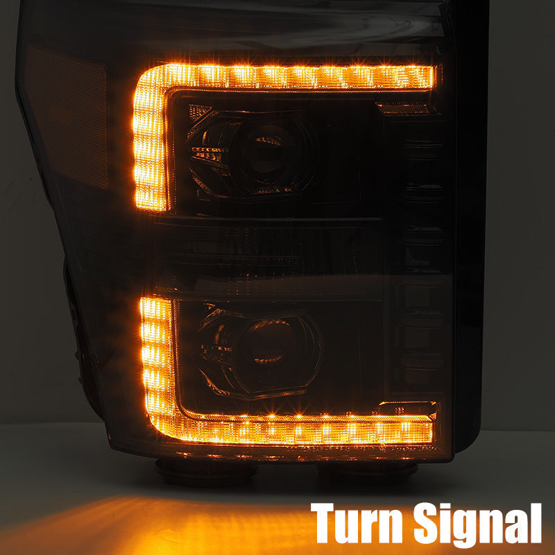 AlphaRex 11-16 Ford F-350 SD LUXX LED Proj Headlights Plank Style Black w/Activ Light/Seq Signal AJ-USA, Inc