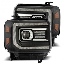 AlphaRex 14-18 GMC Sierra LUXX LED Proj Headlights Plank Style Black w/Activ Light/Seq Signal/DRL AJ-USA, Inc