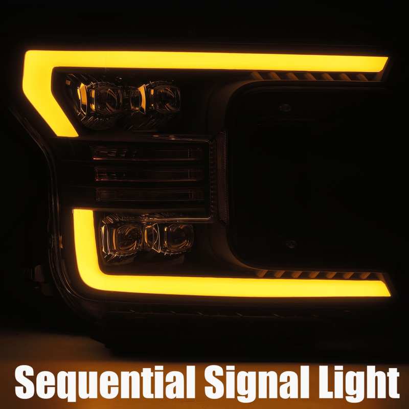 AlphaRex 18-19 Ford F-150 NOVA LED Projector Headlights Plank Style Chrome w/ActivLight/Seq Signal AJ-USA, Inc