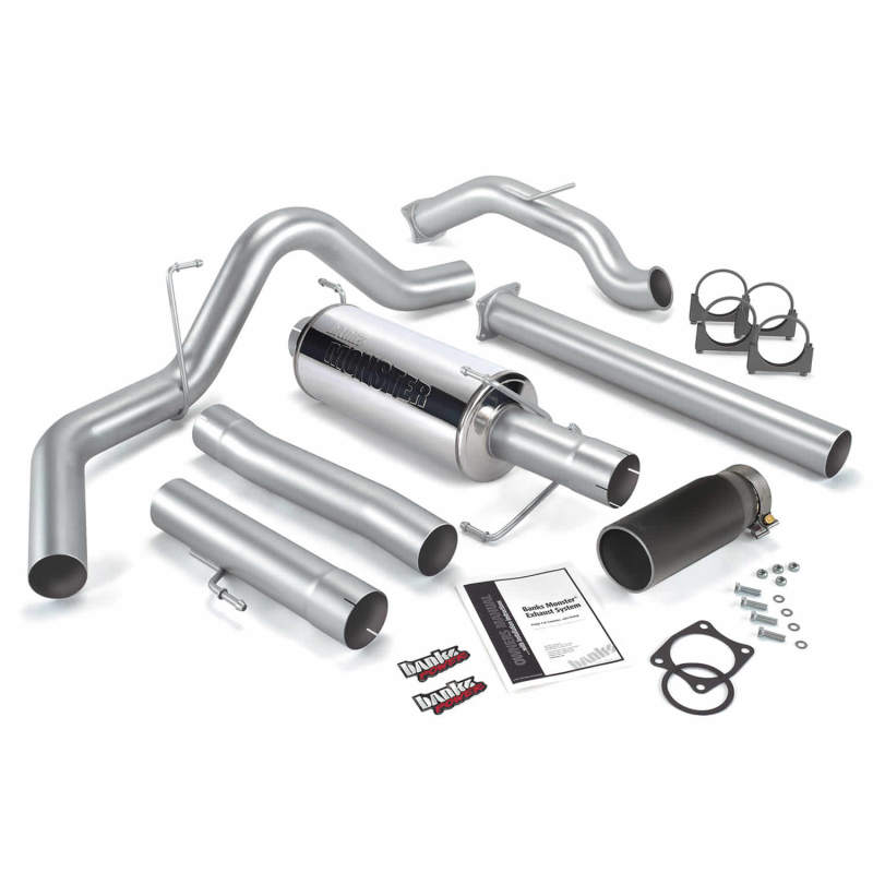 Banks Power 03-04 Dodge 5.9 SCLB/CCSB No-Cat Monster Exhaust System - SS Single Exhaust w/ Black Tip AJ-USA, Inc