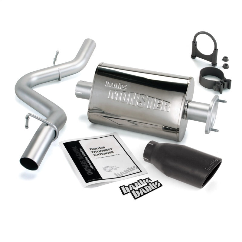 Banks Power 04-06 Jeep 4.0L Wrangler Monster Exhaust System - SS Single Exhaust w/ Black Tip AJ-USA, Inc