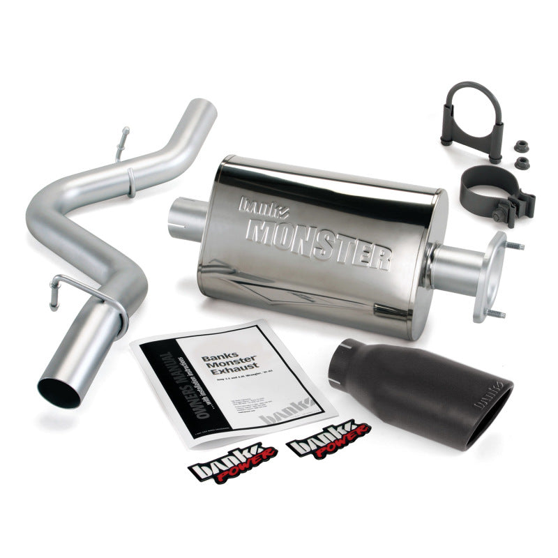 Banks Power 04-06 Jeep 4.0L Wrangler Monster Exhaust System - SS Single Exhaust w/ Black Tip AJ-USA, Inc