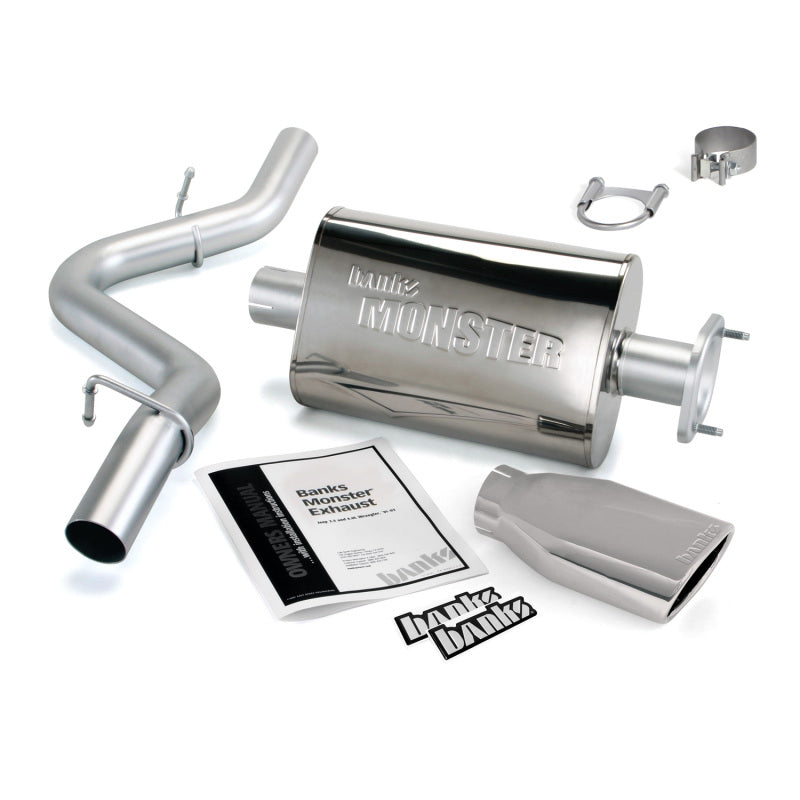 Banks Power 04-06 Jeep 4.0L Wrangler Monster Exhaust System - SS Single Exhaust w/ Chrome Tip AJ-USA, Inc