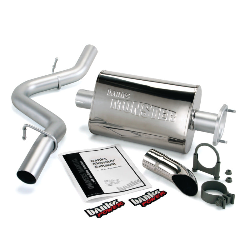 Banks Power 91-95 Jeep 4.0L Wrangler Monster Exhaust System - SS Single Exhaust w/ Chrome Tip AJ-USA, Inc
