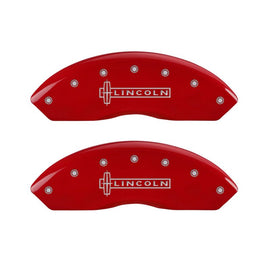 MGP 4 Caliper Covers Engraved Front Lincoln Engraved Rear Star logo Red finish silver ch