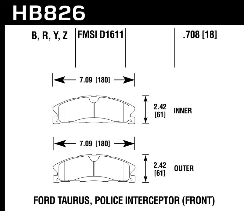 Hawk 13-16 Ford Taurus SHO / 13-16 Lincoln MKS HPS 5.0 Front Brake Pads