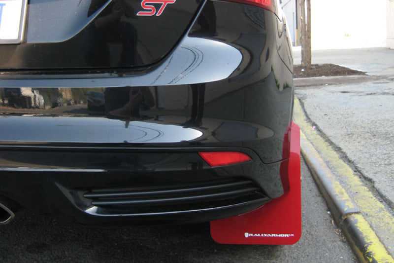 Rally Armor 12-19 Ford Focus ST / 16-19 RS Black Mud Flap w/ Blue Logo