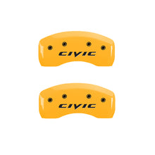 Load image into Gallery viewer, MGP 4 Caliper Covers Engraved Front &amp; Rear MGP Yellow Finish Black Char 2017 Honda Civic