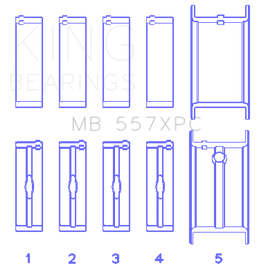 King General Motors 262/ 267/ 302/ 307/ 327/ 350 (Size STDX) pMaxBlack Coated Main Bearing Set