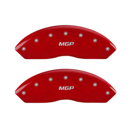 MGP 4 Caliper Covers Engraved Front & Rear MGP Red Finish Silver Char 2017 Nissan Armada