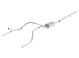 Borla 14 Silv/Sierra 1500 C/B S-Type Exhaust/2.75in Into Dual 2.25in Out 4in Tip Split Rear Exit