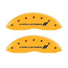 Load image into Gallery viewer, MGP 4 Caliper Covers Engraved F &amp; R Stripes/Challenger Yellow Finish Black Char 2006 Dodge Charger