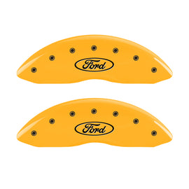MGP 4 Caliper Covers Engraved Front & Rear Oval Logo/Ford Yellow Finish Black Char 2011 Ford F-150