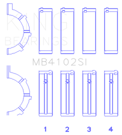 King Engine Bearings Chrysler 226 3.7L (Size .026) Crankshaft Main Bearings (Set of 4)