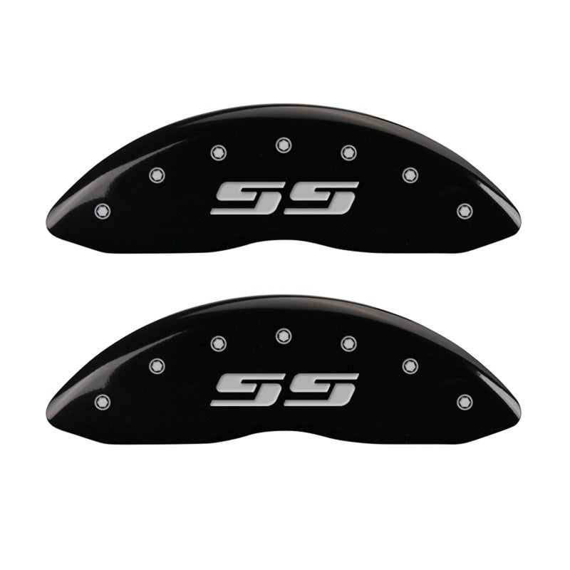 MGP 2 Caliper Covers Eng Front Silverado SS Black Finish Sil Char 2008 Chevy Silverado 1500