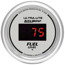 Load image into Gallery viewer, Autometer Ultra-Lite Digital 2-1/16in 0-280 OHM Silver Dial w/ Red LED Programmable Fuel Level Gage