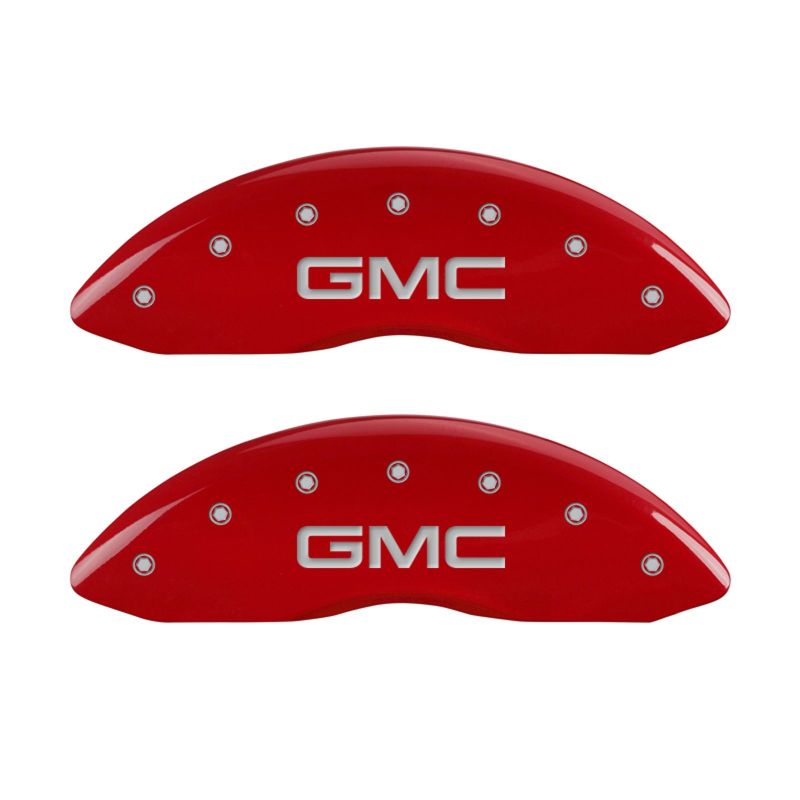 MGP 2 Caliper Covers Engraved Front GMC Red Finish Silver Characters 2008 GMC Canyon