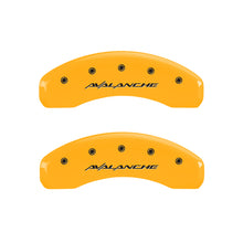 Load image into Gallery viewer, MGP 4 Caliper Covers Engraved F &amp; R Avalanche Yellow Finish Black Char 2000 Chevrolet Silverado 2500