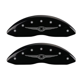 MGP 4 Caliper Covers Engraved Front & Rear Style 1/Chrysler Wing Black finish silver ch