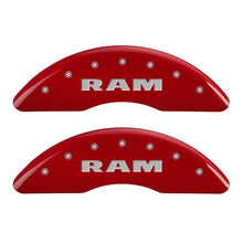 Load image into Gallery viewer, MGP 4 Caliper Covers Engraved Front RAM Engraved Rear RAMHEAD Red finish silver ch