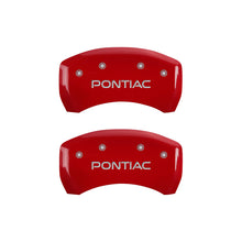 Load image into Gallery viewer, MGP 4 Caliper Covers Engraved Front &amp; Rear 06-09 Pontiac Solstice Red Finish Silver Pontiac Logo