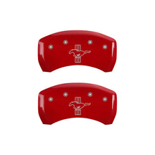 Load image into Gallery viewer, MGP Rear set 2 Caliper Covers Engraved Rear GT350 Shelby &amp; Cobra Red finish silver ch