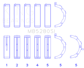 King Engine Bearings Ford 281CI/330CI 4.6L/5.4L V8 (Size +0.25) Main Bearing Set