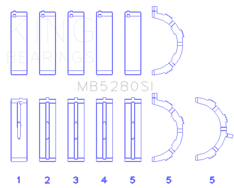 King Engine Bearings Ford 281CI/330CI 4.6L/5.4L V8 (Size +0.5) Main Bearing Set
