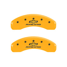 Load image into Gallery viewer, MGP 4 Caliper Covers Engraved Front &amp; Rear Chevy racing Yellow finish black ch