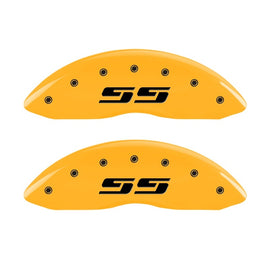 MGP 2 Caliper Covers Engraved Silverado SS Yellow Finish Blk Char 10 Chevy Silverado 1500