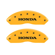 Load image into Gallery viewer, MGP 4 Caliper Covers Engraved Front &amp; Rear Honda Yellow Finish Black Char 2006 Honda Accord