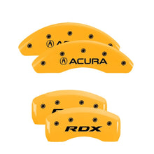 Load image into Gallery viewer, MGP 4 Caliper Covers Engraved Front Acura Rear TLX Yellow Finish Black Char 2019 Acura RDX