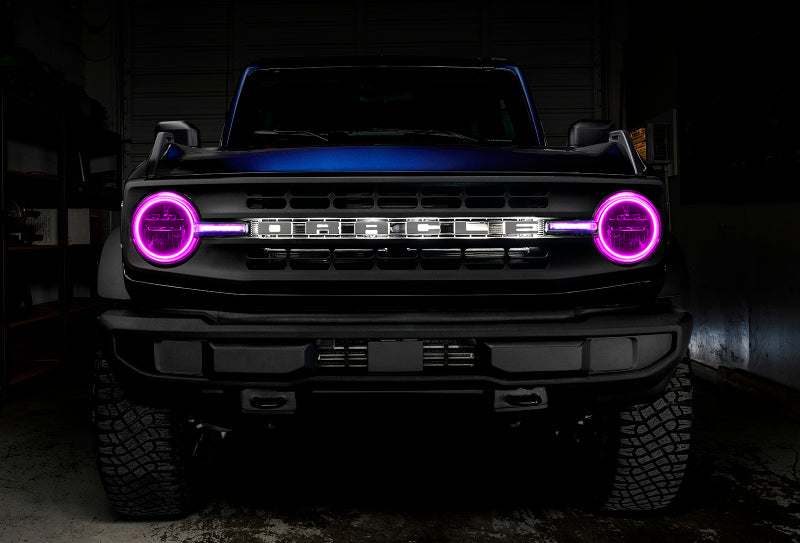 Oracle 21-22 Ford Bronco Headlight Halo Kit w/DRL Bar - Base Headlights -w/No Controller