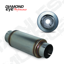 Load image into Gallery viewer, Diamond Eye MFLR 5inID SGL IN/SGL OUT 7inDIA X 14in BODY 20in LENGTH PERF SLOTTED ENDS 409 SS