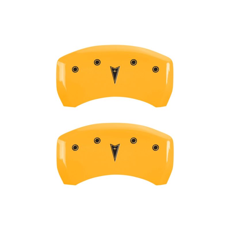 MGP 4 Caliper Covers Engraved Front Pontiac Rear Arrow Yellow Finish Blk Char 2009 Pontiac Solstice