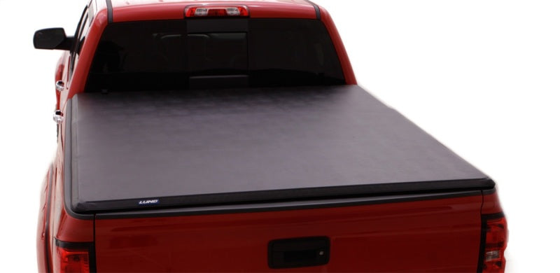 Lund 07-13 Toyota Tundra Fleetside (8ft. Bed) Hard Fold Tonneau Cover - Black