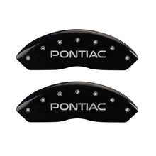 Load image into Gallery viewer, MGP 4 Caliper Covers Engraved Front Pontiac Engraved Rear GXP Black finish silver ch