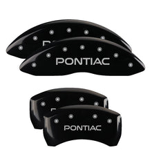 Load image into Gallery viewer, MGP 4 Caliper Covers Engraved Front &amp; Rear Pontiac Black finish silver ch