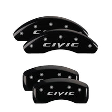 Load image into Gallery viewer, MGP 4 Caliper Covers Engraved Front &amp; Rear MGP Yellow Finish Black Char 2017 Honda Civic