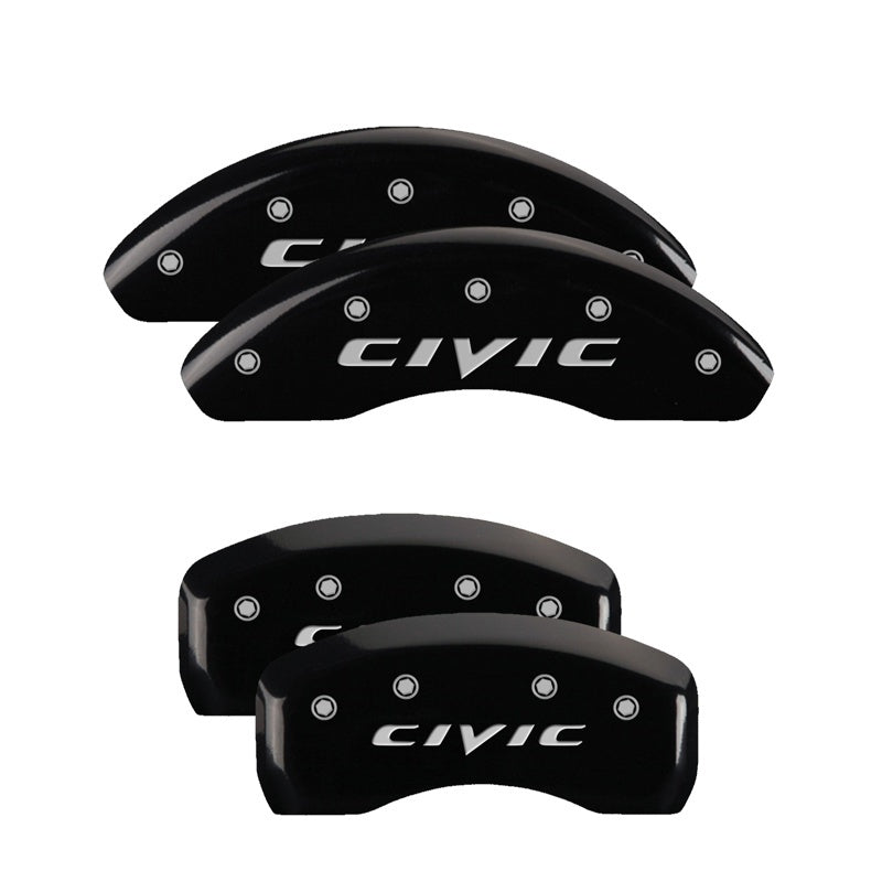 MGP 4 Caliper Covers Engraved Front & Rear MGP Yellow Finish Black Char 2007 Honda Civic
