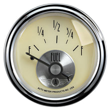 Load image into Gallery viewer, AutoMeter Gauge Fuel Level 2-1/16in. 0 Ohm(e) to 90 Ohm(f) Elec Prestige Antique. Ivory