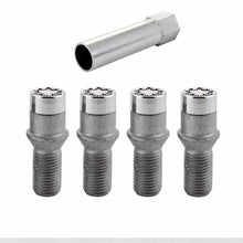 Load image into Gallery viewer, McGard Wheel Lock Bolt Set - 4pk. (Tuner / Cone Seat) M14X1.5 / 17mm Hex / 24.0mm Shank L. - Chrome